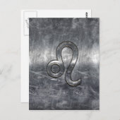 Leo Zodiac-symbool in Grunge Distress Style Briefkaart (Voorkant / Achterkant)