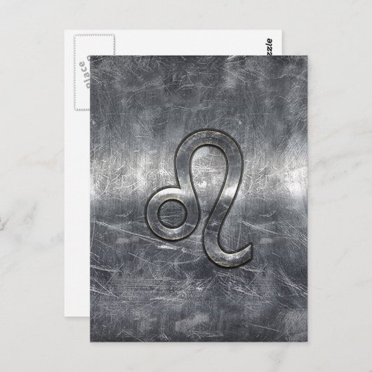 Leo Zodiac-symbool in Grunge Distress Style Briefkaart (Voorkant / Achterkant)