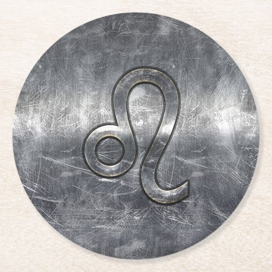Leo Zodiac-symbool in Grunge Distress Style Ronde Kartonnen Onderzetter (Voorkant)
