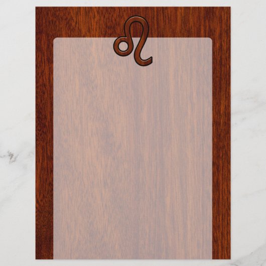 Leo Zodiac Symbool in Mahogany-houtenstalletje (Voorkant)