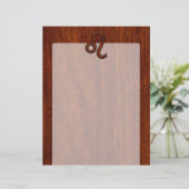 Leo Zodiac Symbool in Mahogany-houtenstalletje (Staand voorkant)