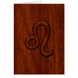 Leo Zodiac Symbool in Mahogany-houtenstalletje