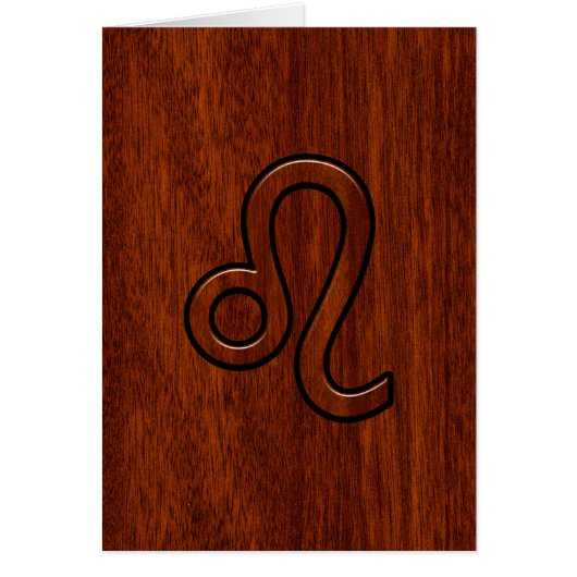 Leo Zodiac Symbool in Mahogany-houtenstalletje (Voorkant)