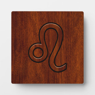 Leo Zodiac Symbool in Mahogany-houtenstalletje Fotoplaat