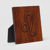 Leo Zodiac Symbool in Mahogany-houtenstalletje Fotoplaat (Voorkant)