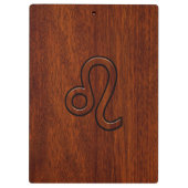 Leo Zodiac Symbool in Mahogany-houtenstalletje Klembord (Achterkant)