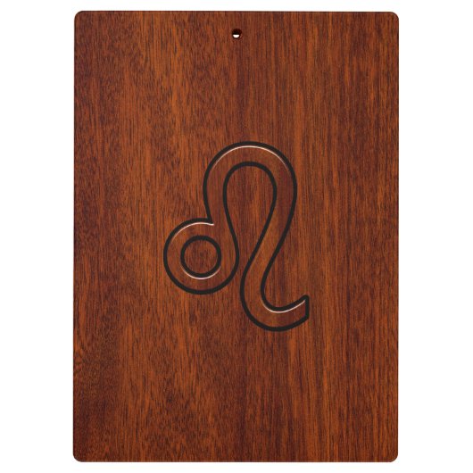 Leo Zodiac Symbool in Mahogany-houtenstalletje Klembord (Achterkant)
