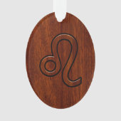 Leo Zodiac Symbool in Mahogany-houtenstalletje Ornament (voorkant)