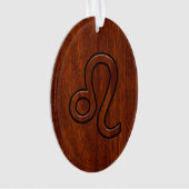 Leo Zodiac Symbool in Mahogany-houtenstalletje Ornament (voorkant)
