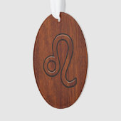 Leo Zodiac Symbool in Mahogany-houtenstalletje Ornament (voorkant)
