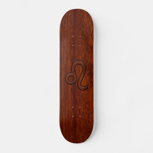 Leo Zodiac Symbool in Mahogany-houtenstalletje Persoonlijk Skateboard (Voorkant)
