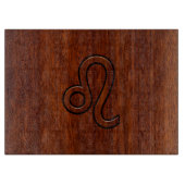 Leo Zodiac Symbool in Mahogany-houtenstalletje Snijplank (Voorkant)