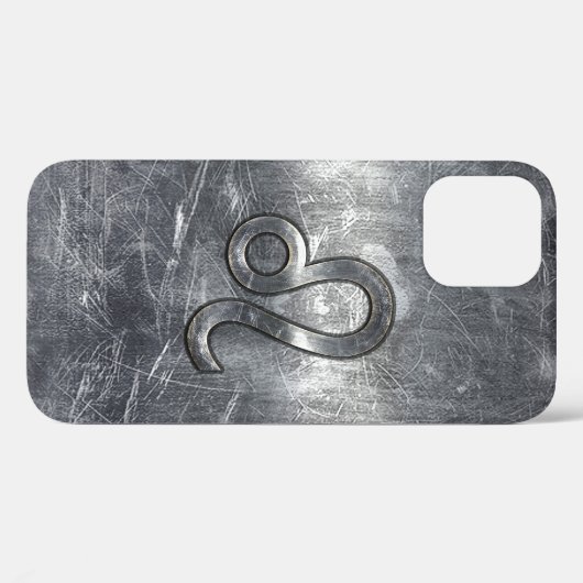 Leo Zodiac Symbool in Silver Steel Style Case-Mate iPhone Case (Achterkant (horizontaal))