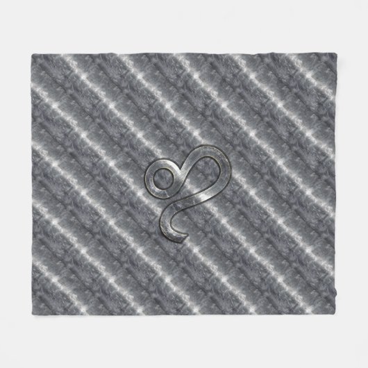 Leo Zodiac Symbool in Silver Steel Style Fleece Deken (Voorkant (Horizontaal))