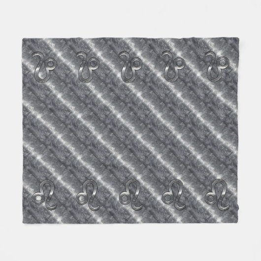 Leo Zodiac Symbool in Silver Steel Style Fleece Deken (Voorkant (Horizontaal))