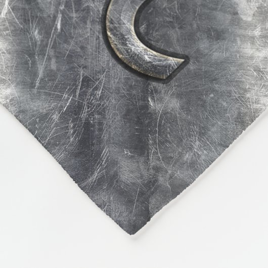 Leo Zodiac Symbool in Silver Steel Style Fleece Deken (Hoek)