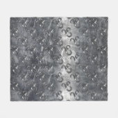 Leo Zodiac Symbool in Silver Steel Style Fleece Deken (Voorkant (Horizontaal))