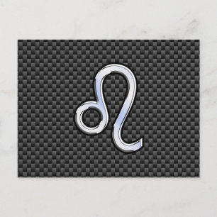 Leo Zodiac Symbool op Carbon Fibre Style Afdrukken Briefkaart