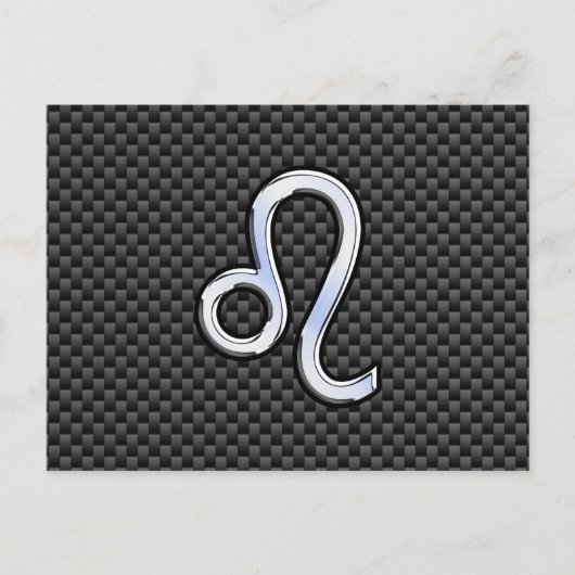Leo Zodiac Symbool op Carbon Fibre Style Afdrukken Briefkaart (Voorkant)