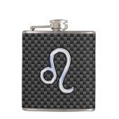 Leo Zodiac Symbool op Carbon Fibre Style Afdrukken Heupfles (Voorkant)