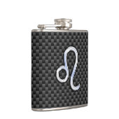Leo Zodiac Symbool op Carbon Fibre Style Afdrukken Heupfles (Rechts)