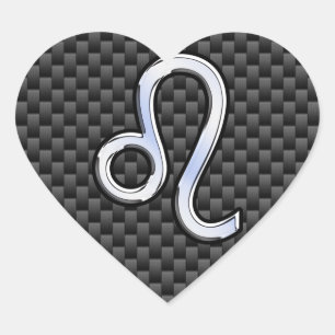 Leo Zodiac Symbool op het koolstofvezeldecor Hart Sticker