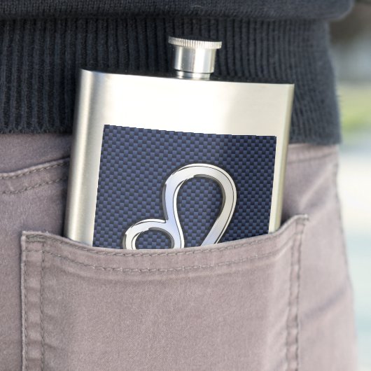 Leo Zodiac Symbool op Navy Blue Carbon Print Flacon (Voorbeeld)