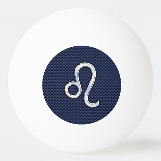Leo Zodiac Symbool op Navy Blue Carbon Print Pingpongbal (Achterkant)