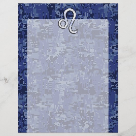 Leo Zodiac Symbool op Navy Blue Digital Camo (Voorkant)