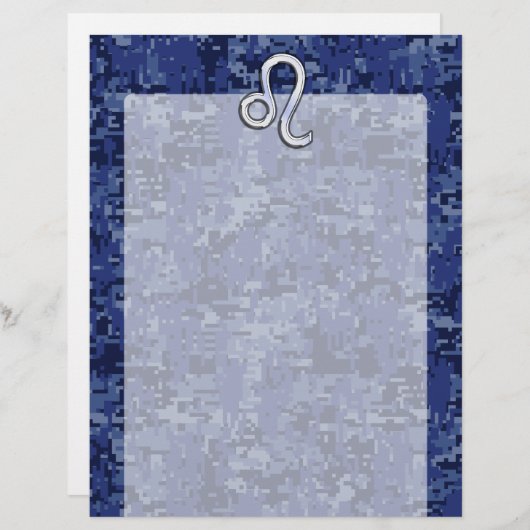 Leo Zodiac Symbool op Navy Blue Digital Camo (Voorkant / Achterkant)