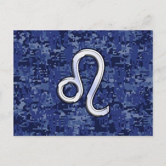 Leo Zodiac Symbool op Navy Blue Digital Camo Briefkaart (Voorkant)