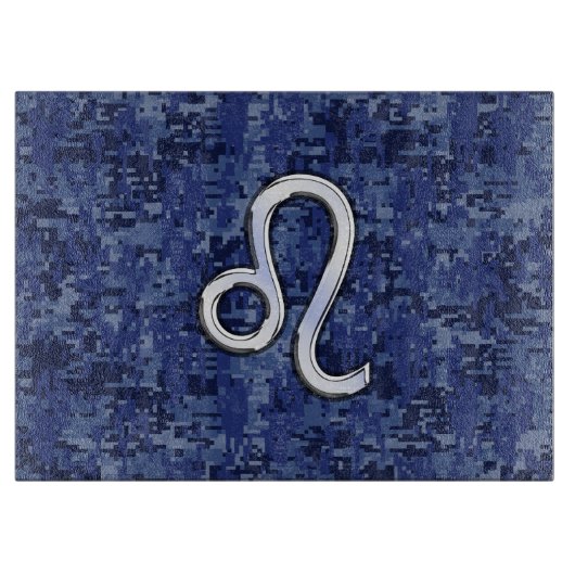 Leo Zodiac Symbool op Navy Blue Digital Camo Snijplank (Voorkant)