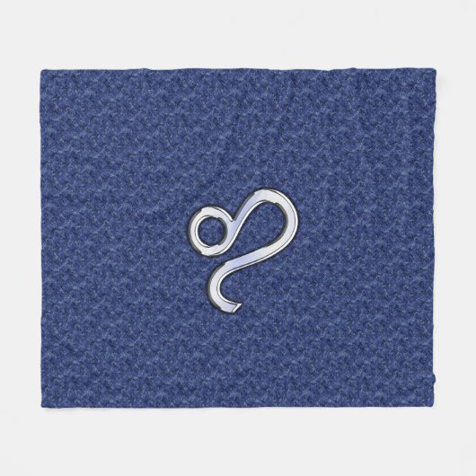Leo Zodiac Symbool op Navy Blue Digital Camouflage Fleece Deken (Voorkant (Horizontaal))