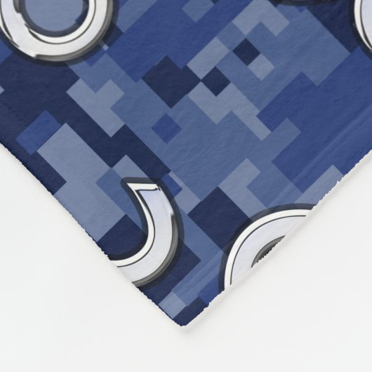 Leo Zodiac Symbool op Navy Blue Digital Camouflage Fleece Deken (Hoek)