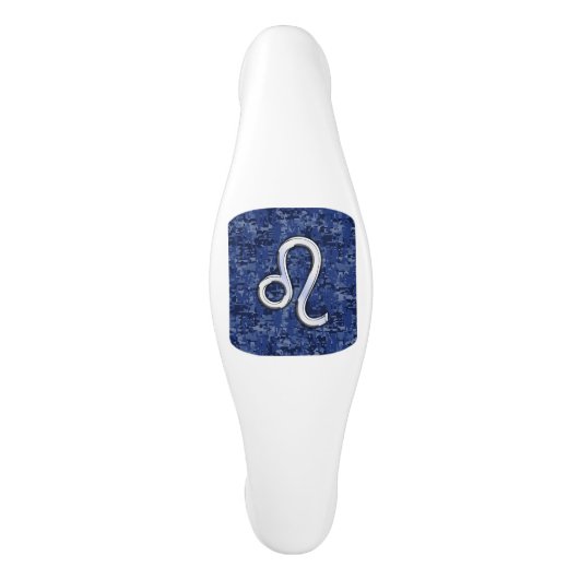 Leo Zodiac Symbool op Navy Blue Digital Camouflage Keramische Kastgreep (Voorkant)