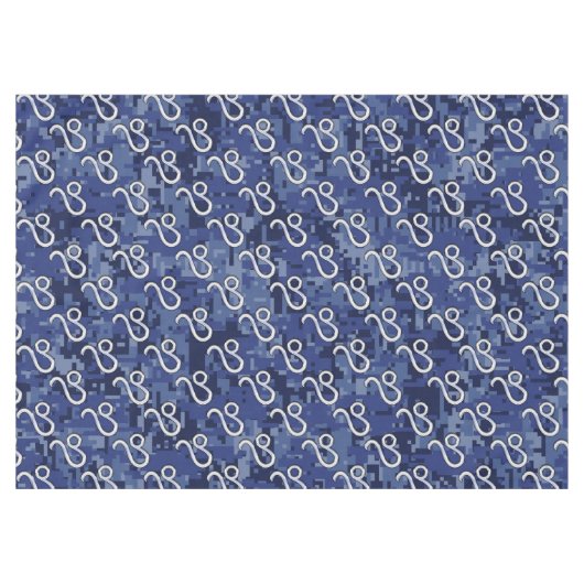Leo Zodiac Symbool op Navy Blue Digital Camouflage Tafelkleed (Voorkant (Horizontaal))