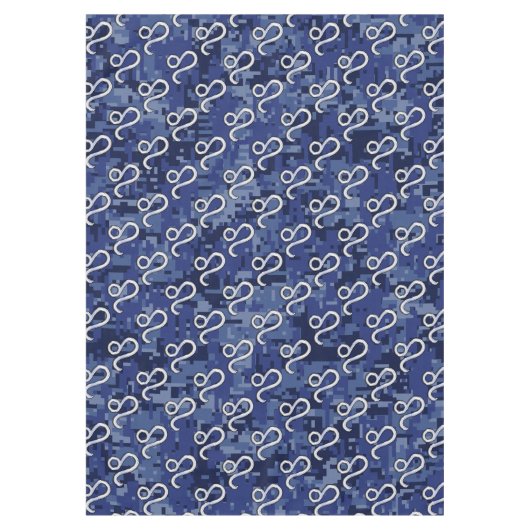 Leo Zodiac Symbool op Navy Blue Digital Camouflage Tafelkleed (Voorkant)