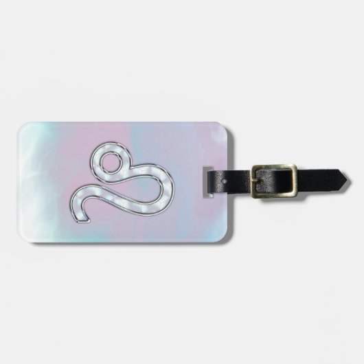 Leo Zodiac-symbool op Pastels Nacre Style Print Bagagelabel (Voorkant horizontaal)