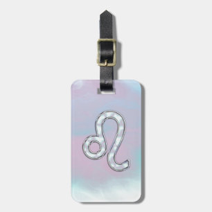 Leo Zodiac-symbool op Pastels Nacre Style Print Bagagelabel