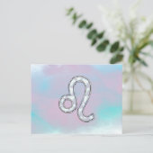 Leo Zodiac-symbool op Pastels Nacre Style Print Briefkaart (Staand voorkant)