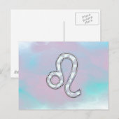 Leo Zodiac-symbool op Pastels Nacre Style Print Briefkaart (Voorkant / Achterkant)