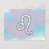 Leo Zodiac-symbool op Pastels Nacre Style Print Briefkaart (Voorkant)