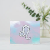 Leo Zodiac-symbool op Pastels Nacre Style Print Briefkaart (Staand voorkant)