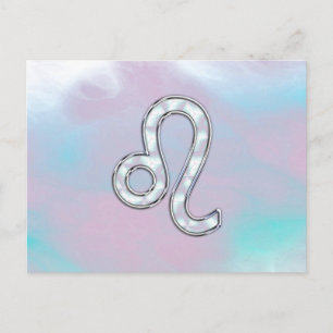 Leo Zodiac-symbool op Pastels Nacre Style Print Briefkaart