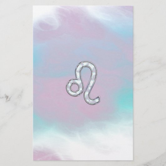 Leo Zodiac-symbool op Pastels Nacre Style Print Briefpapier (Voorkant)
