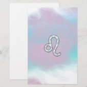 Leo Zodiac-symbool op Pastels Nacre Style Print Briefpapier (Voorkant / Achterkant)