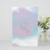 Leo Zodiac-symbool op Pastels Nacre Style Print Briefpapier (Staand voorkant)
