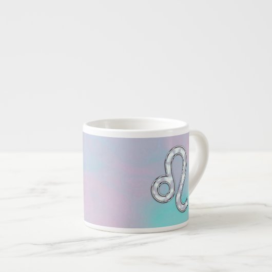Leo Zodiac-symbool op Pastels Nacre Style Print Espresso Kop (Voorkant rechts)