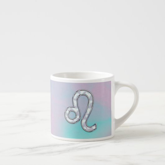 Leo Zodiac-symbool op Pastels Nacre Style Print Espresso Kop (Rechts)