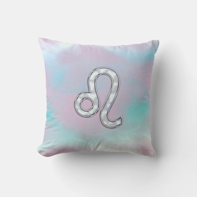 Leo Zodiac-symbool op Pastels Nacre Style Print Kussen (Voorkant)